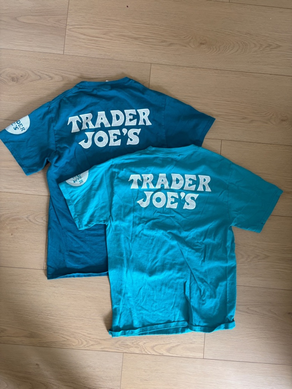 2 PACK Turquoise & Teal Trader Joe's Graphic Tees